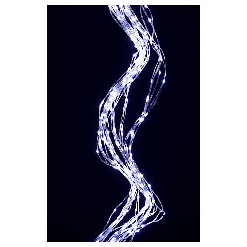 Cascade lumineuse 700 maxi gouttes LED blanc froid 2,5 m câble transparent jeux de lumières et minuteur 2