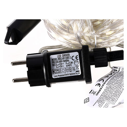 Waterfall 700 maxi drops ice white LED 2.5 m transparent cable light effects and timer 8