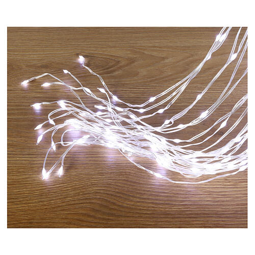 Cascade lumineuse 200 maxi gouttes LED blanc froid 2 m câble transparent jeux de lumières et minuteur 4