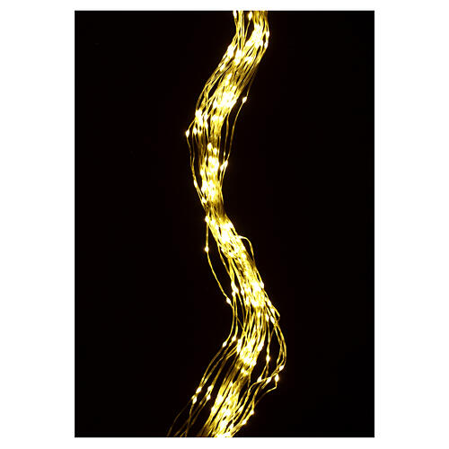 Cascade lumineuse 700 maxi gouttes LED blanc chaud 2,5 m câble transparent jeux de lumières et minuteur 2