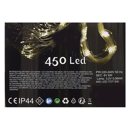 Cascada 450 maxi gotas led blanco cálido temporizador y juegos de luz moldeable transparente 2,5 m 8