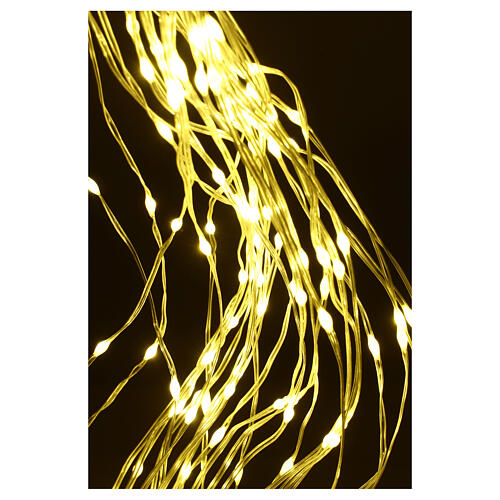 Cascade lumineuse 450 maxi gouttes LED blanc chaud 2,5 m câble transparent jeux de lumières et minuteur 3