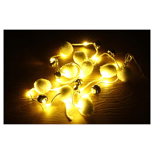 Christmas lights of 140 cm with woolen pompons, silver bells and 20 warm white nano-LEDs 4