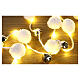 Christmas lights of 140 cm with woolen pompons, silver bells and 20 warm white nano-LEDs s2