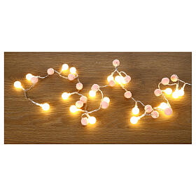 Corrente luminosa 20 luzes LED branco quente 150 cm pompons cor-de-rosa