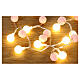 Corrente luminosa 20 luzes LED branco quente 150 cm pompons cor-de-rosa s2