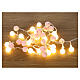 Corrente luminosa 20 luzes LED branco quente 150 cm pompons cor-de-rosa s3