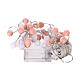 Corrente luminosa 20 luzes LED branco quente 150 cm pompons cor-de-rosa s4