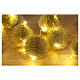 Christmas lights with 20 balls of golden glittery needles and warm white LED lights s2