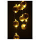 Corrente luminosa 20 nano LED branco quente bolinhas de agulhas douradas com purpurina s4