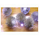 Guirlande lumineuse sphères 20 nano-LEDs blanc froid et aguilles argent pailletées s2