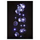 Guirlande lumineuse sphères 20 nano-LEDs blanc froid et aguilles argent pailletées s3