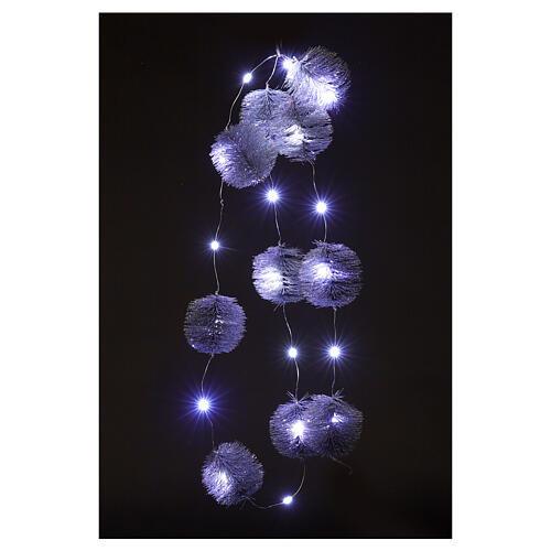 Łańcuch, 20 led biały zimny, kuleczki brokat, 140 cm 3
