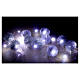 Corrente luminosa 20 nano LED branco frio bolinhas de agulhas prateadas com purpurina s6