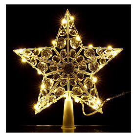 Lighted star tree topper 20 warm white nano LEDs for indoor use