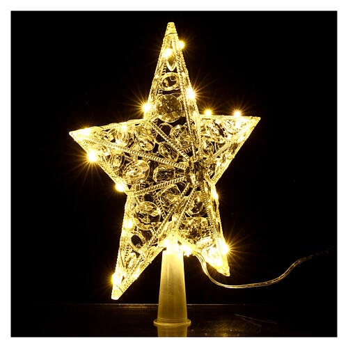 Lighted star tree topper 20 warm white nano LEDs for indoor use 3