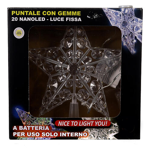 Lighted star tree topper 20 warm white nano LEDs for indoor use 6