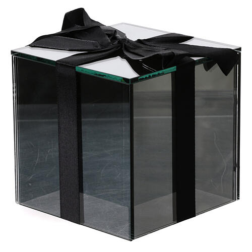 Boîte cadeau verre fumé avec guirlande LED 12x12x12 cm 4