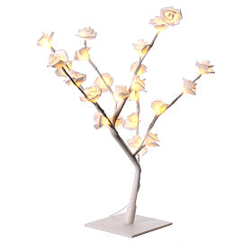 Arbre avec roses et LEDs blanc chaud 50 cm