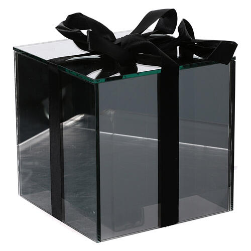 Boîte cadeau verre fumé avec LEDs blanc chaud 15x15x15 cm 5
