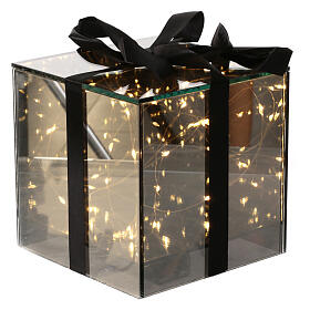 Smoked glass illuminated LED gift box 15x15x15 cm