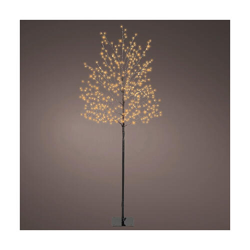 Árvore luminosa preta 150 cm 480 luzes micro LED branco extra quente int/ext 1