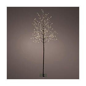 Árbol navideño 480 LED luminoso negro 150 cm int ext blanco cálido