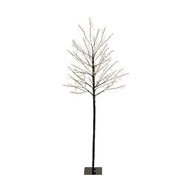 Árbol navideño 480 LED luminoso negro 150 cm int ext blanco cálido