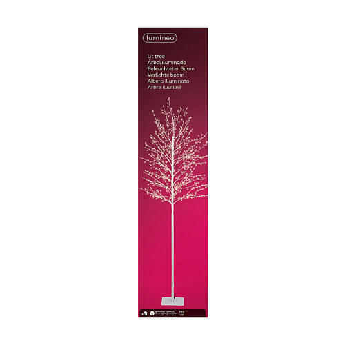 Árbol luminoso 180 cm navideño 720 micro LED blanco cálido int ext base metal 5