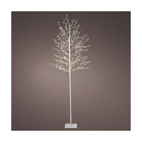 Albero luminoso 180 cm natalizio 720 micro LED bianco caldo int est base metallo 1