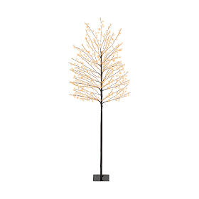 Beleuchteter Baum, schwarz, 180 cm hoch, 720 klassisch warme MicroLEDs, für den Innen- und Außenbereich