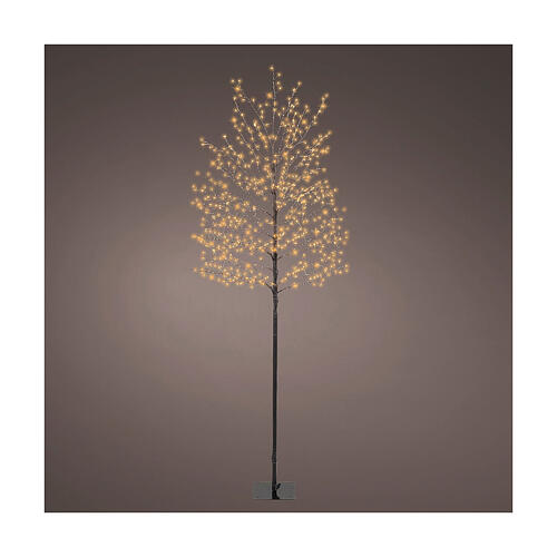 Árvore natalina preta 180 cm 720 luzes micro LED branco extra quente int/ext 1