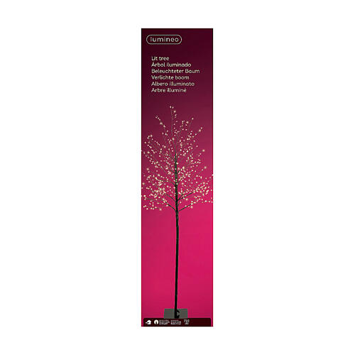 Árbol luminoso 180 cm navideño 720 micro LED blanco cálido int ext negro 5