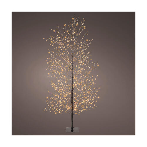 Árvore luminosa preta 1350 luzes micro LED branco extra quente 150 cm galhos flexíveis int/ext 1