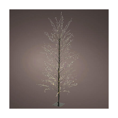 Arbre lumineux noir 1350 micro LEDs blanc chaud 150 cm pliants branches int/ext 1