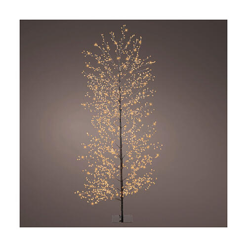 Árbol de Navidad negro 1755 micro LED luminoso 180 cm blanco extra cálido int ext 1