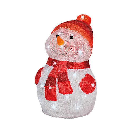 Snowman, 40 cold white LED lights, battery operated, acrylic, 14 in, IN/OUTDOOR 2