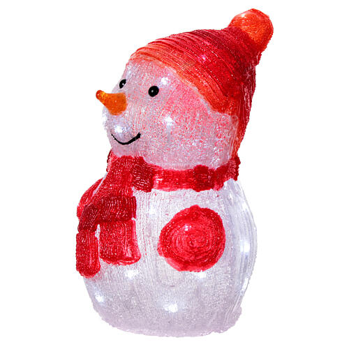 Snowman, 40 cold white LED lights, battery operated, acrylic, 14 in, IN/OUTDOOR 3