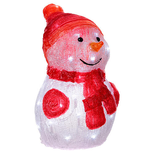 Snowman, 40 cold white LED lights, battery operated, acrylic, 14 in, IN/OUTDOOR 4