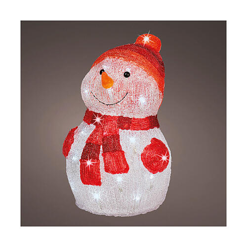 Pupazzo di neve 40 LED bianco ghiaccio acrilico a batteria 35 cm int est 1