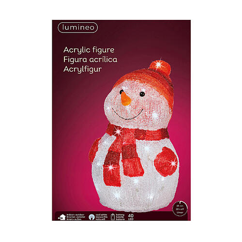 Snowman 40 battery-powered ice white acrylic LEDs 35 cm int 5