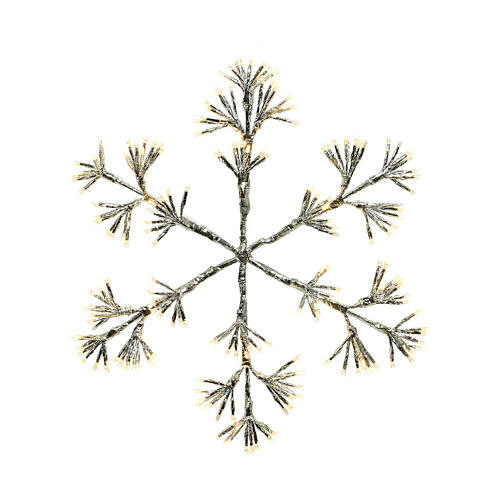 Silver snowflake, 192 warm white LEDs, flickering light, 20 in, in/outdoor 2