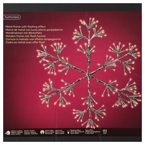 Silver snowflake, 192 warm white LEDs, flickering light, 20 in, in/outdoor 5