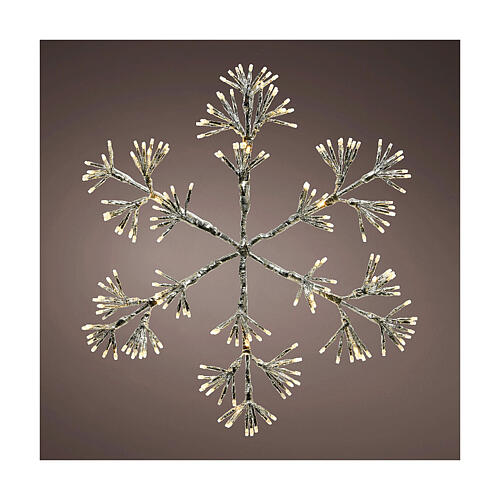 Flocon de neige argenté 192 LEDs blanc chaud clignotant 50 cm int/ext 1