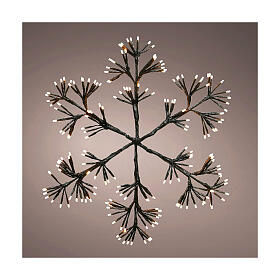 Snowflake, 192 warm white LEDs on black cable, flickering light, 20 in, in/outdoor