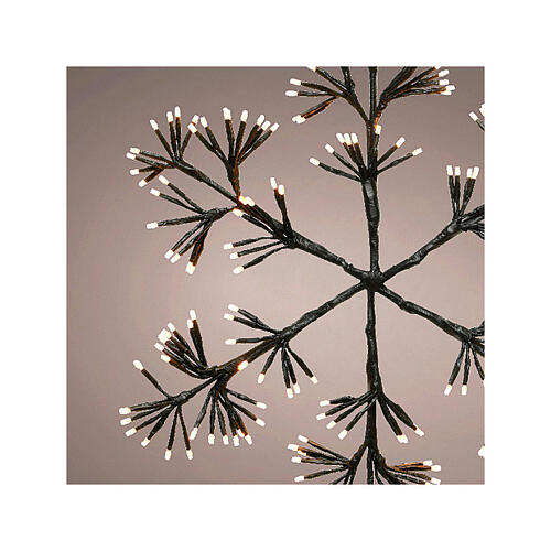 Snowflake, 192 warm white LEDs on black cable, flickering light, 20 in, in/outdoor 3