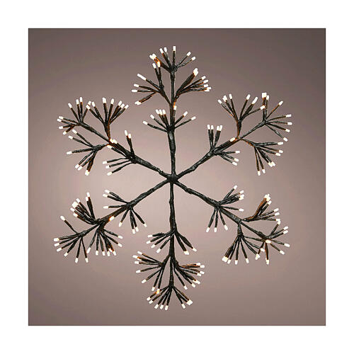 Fiocco di neve luminoso natalizio 192 LED luce calda 50 cm int est nero effetto intermittente  1