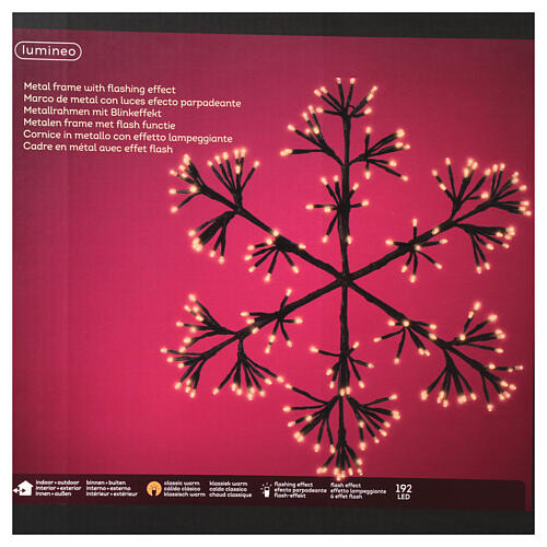 Luminous Christmas snowflake 192 LEDs warm light 50 cm indoor outdoor black int effect 5