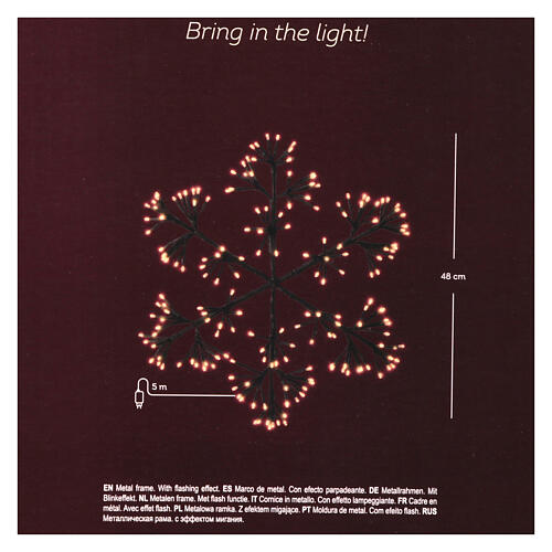 Luminous Christmas snowflake 192 LEDs warm light 50 cm indoor outdoor black int effect 6