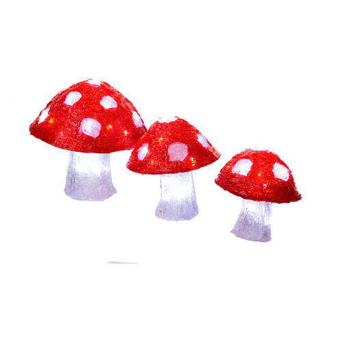 Trio cogumelos luminosos 72 luzes LED branco frio int/ext acrílico 4